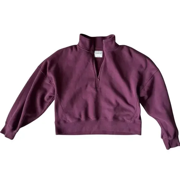 Abercrombie & Fitch Cropped Quarter Zip Sweatshirt - Picture 2 of 7
